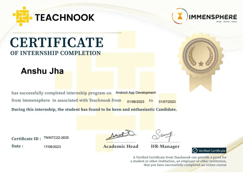 Android App Development Intern